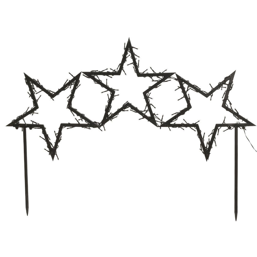 Poinsettias in black metal with LED for indoor/outdoor use
