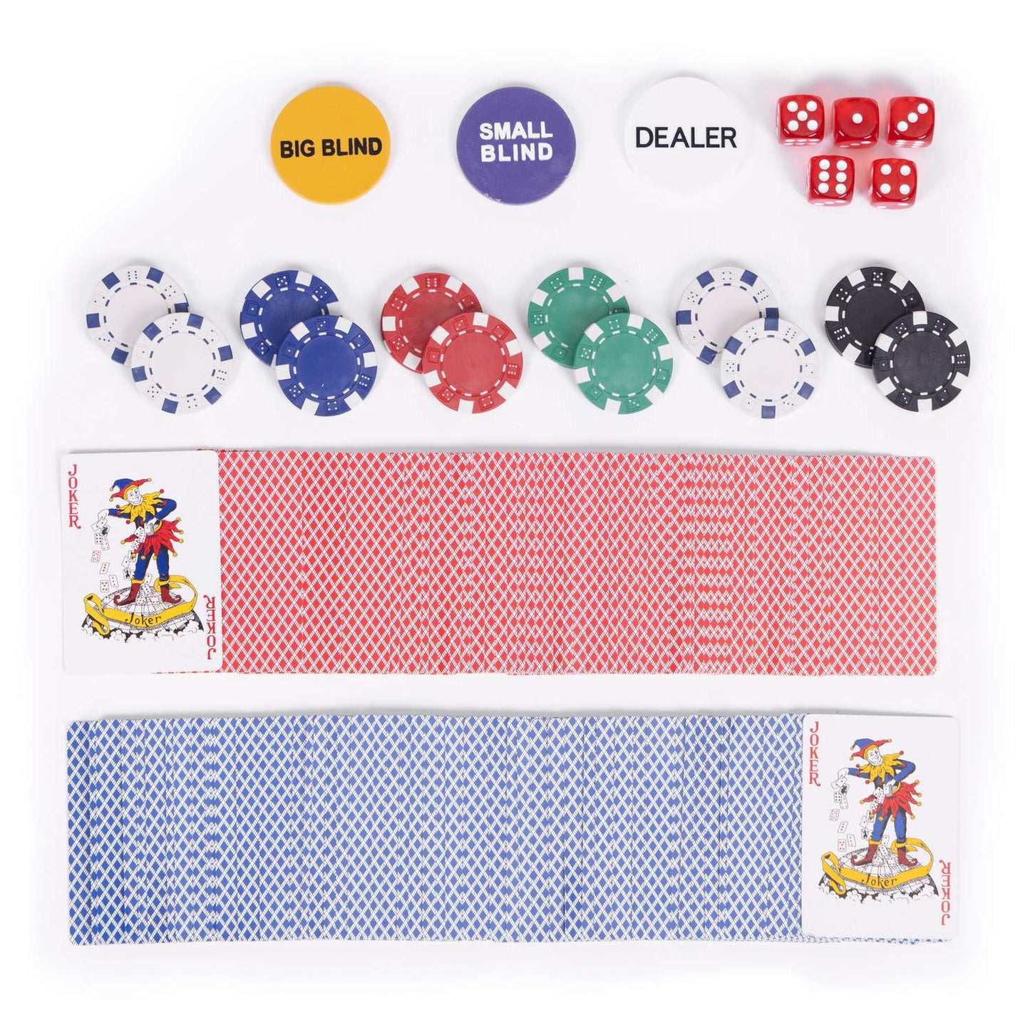 Poker and Blackjack Set – 500 Chips, 2 Decks of Cards, Dice, Playing Mat, Lockable Case