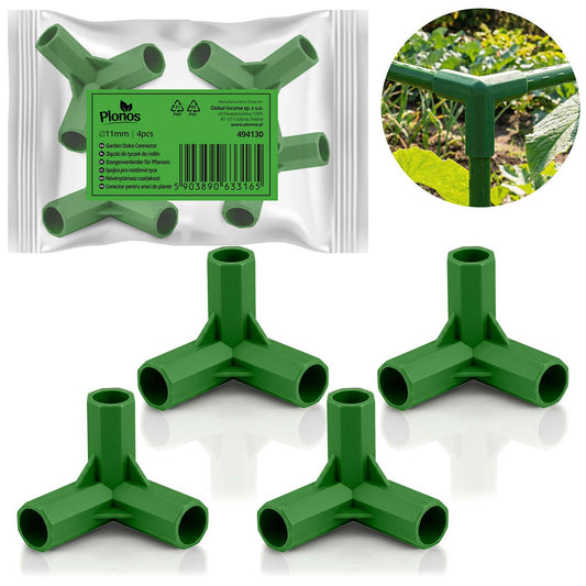 Pole Connectors for 11mm Stakes, Green, Set of 4