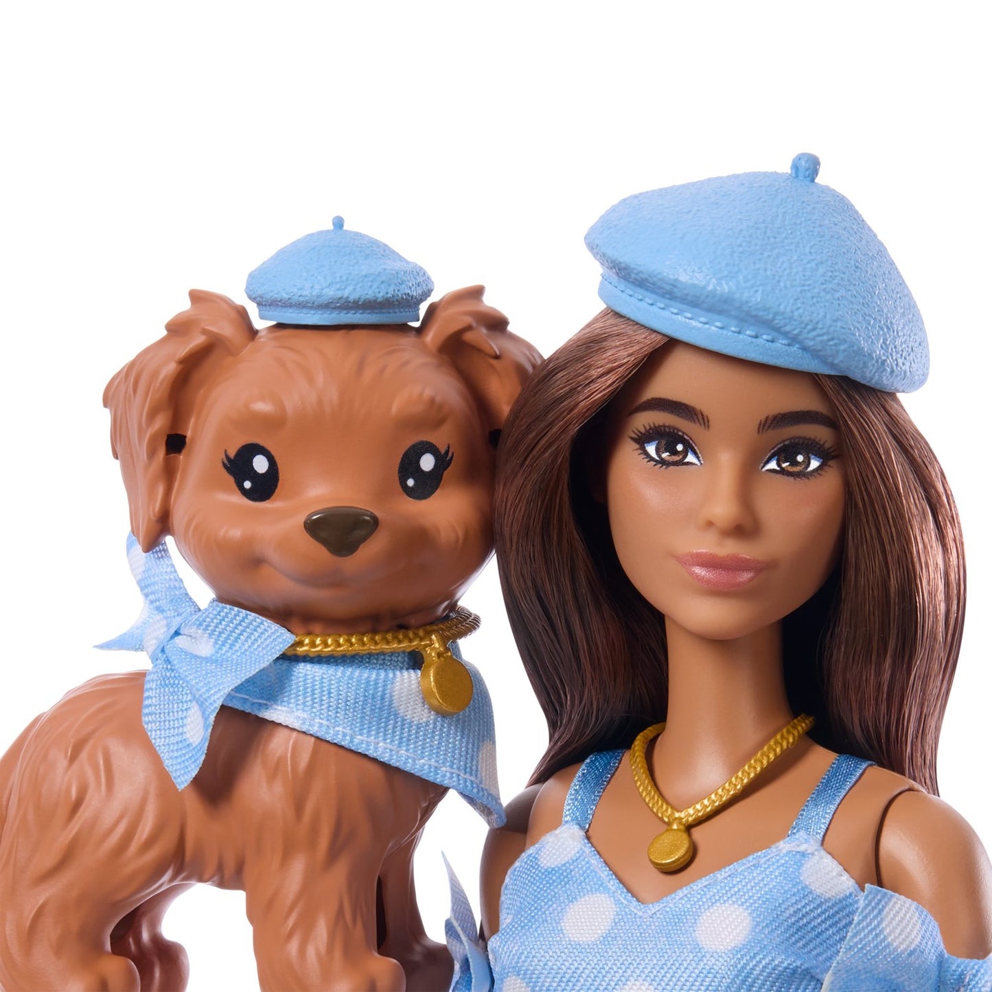 Barbie Doll & Dog Set, Matching Polka Dot Outfits