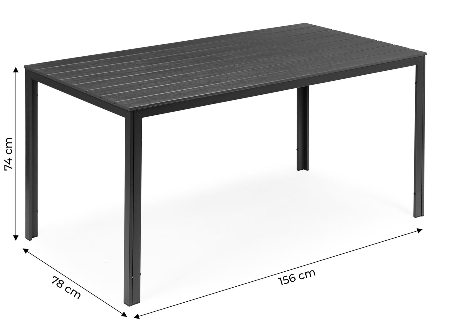 Polywood 6 seater garden table with patio furniture, gray
