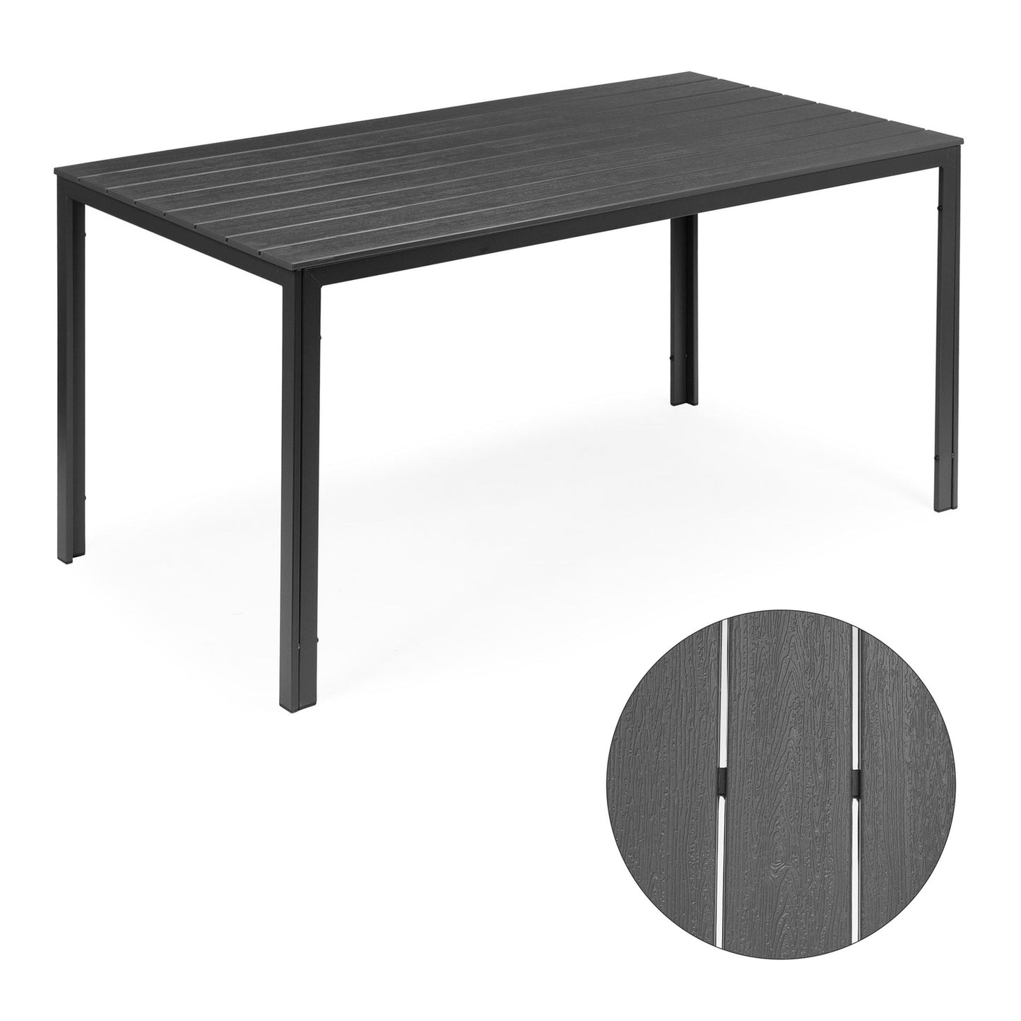 Polywood 6 seater garden table with patio furniture, gray