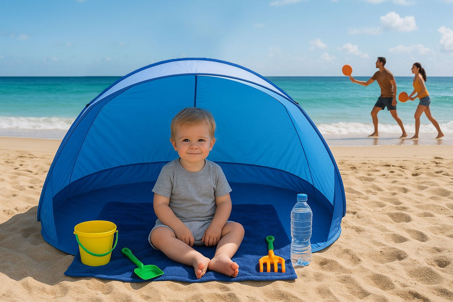 Pop-Up Beach Tent Windbreak for Beach, Pool, Garden Blue MultiGarden