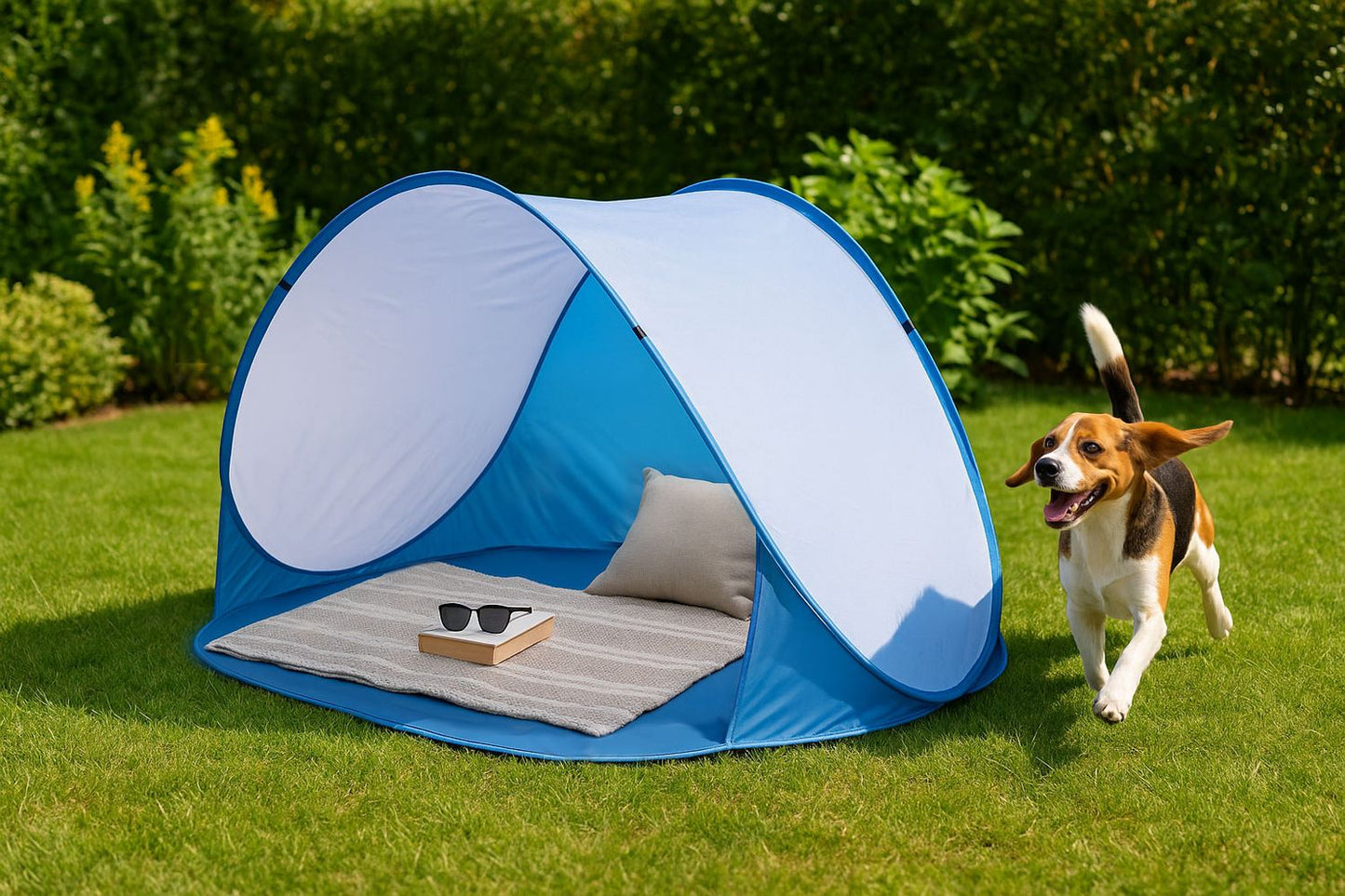 Pop-Up Beach Tent Windbreak for Beach, Pool, Garden Blue MultiGarden