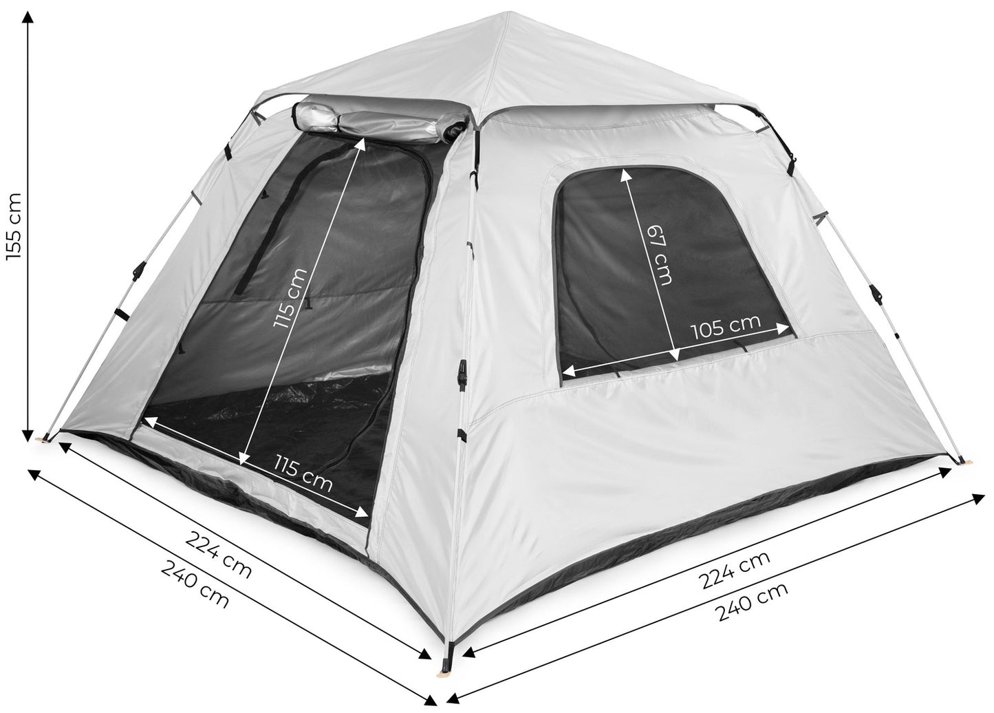Pop-Up Camping Tent for 4 People Igloo 1500 mm Waterproof MultiGarden
