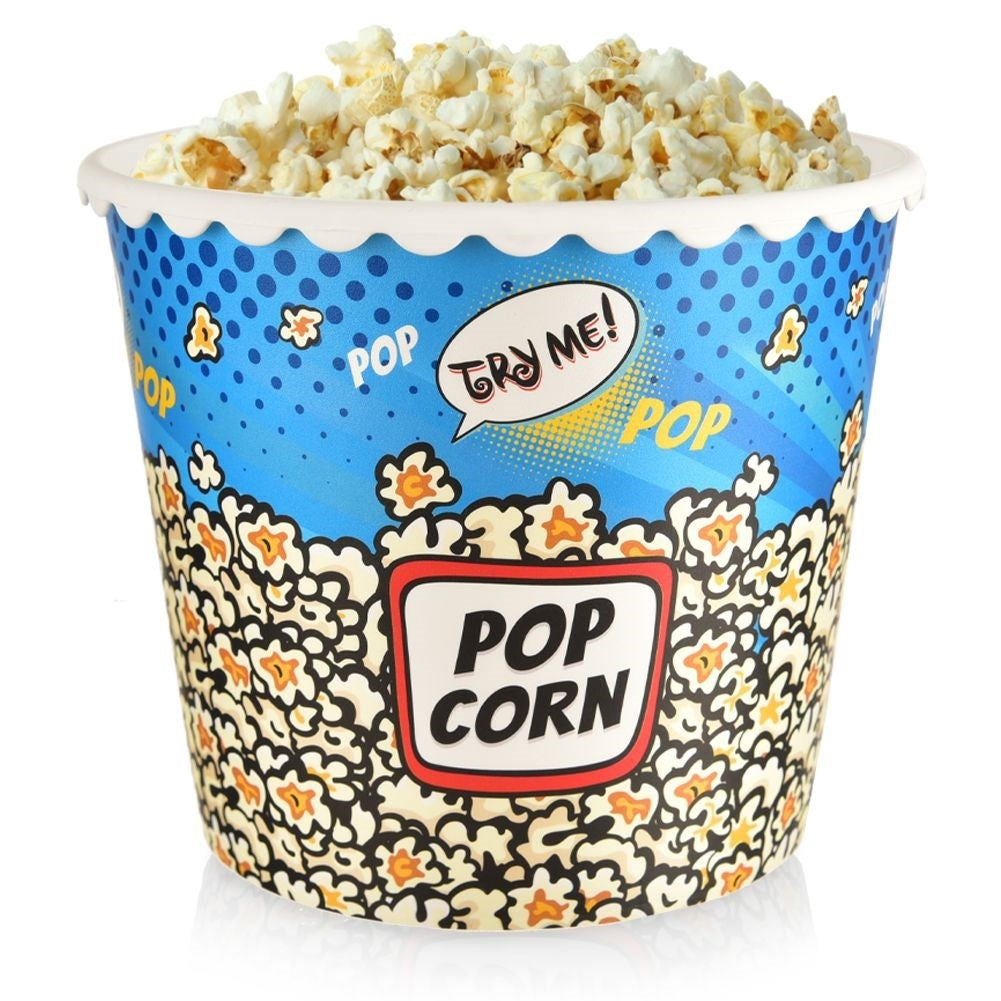 Popcorn bowl for movie nights, reusable 2.3 liters