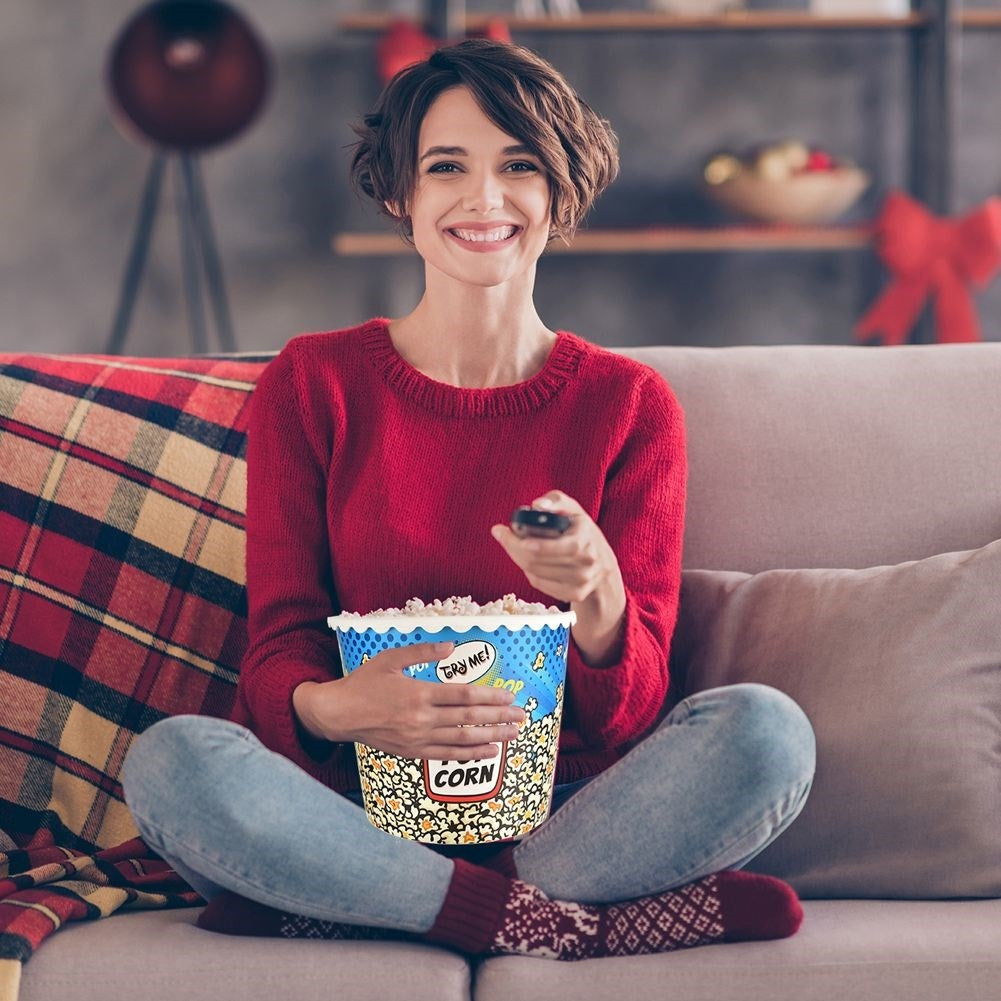 Popcorn bowl for movie nights, reusable 2.3 liters