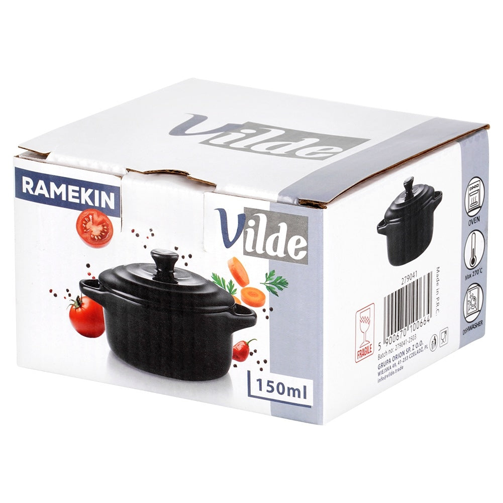 Porcelain Baking Dish with Lid, 150 ml Capacity