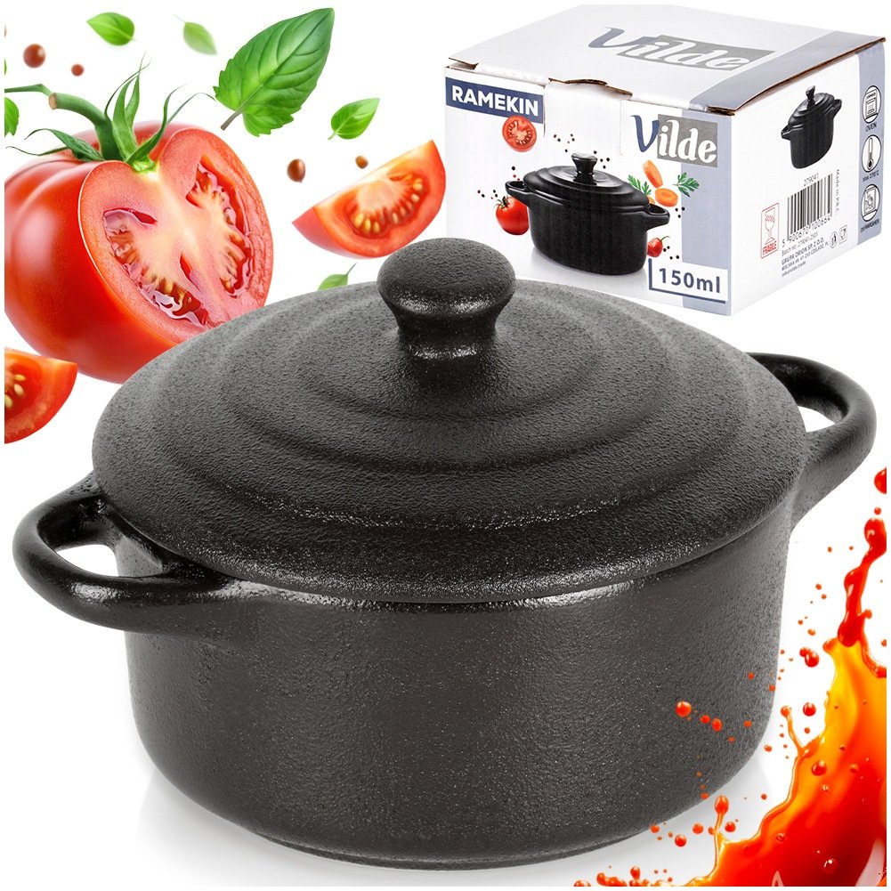 Porcelain Baking Dish with Lid, 150 ml Capacity