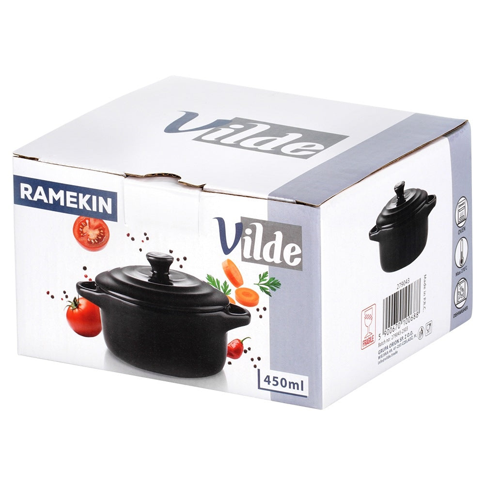 Porcelain Baking Dish with Lid, 450 ml Capacity