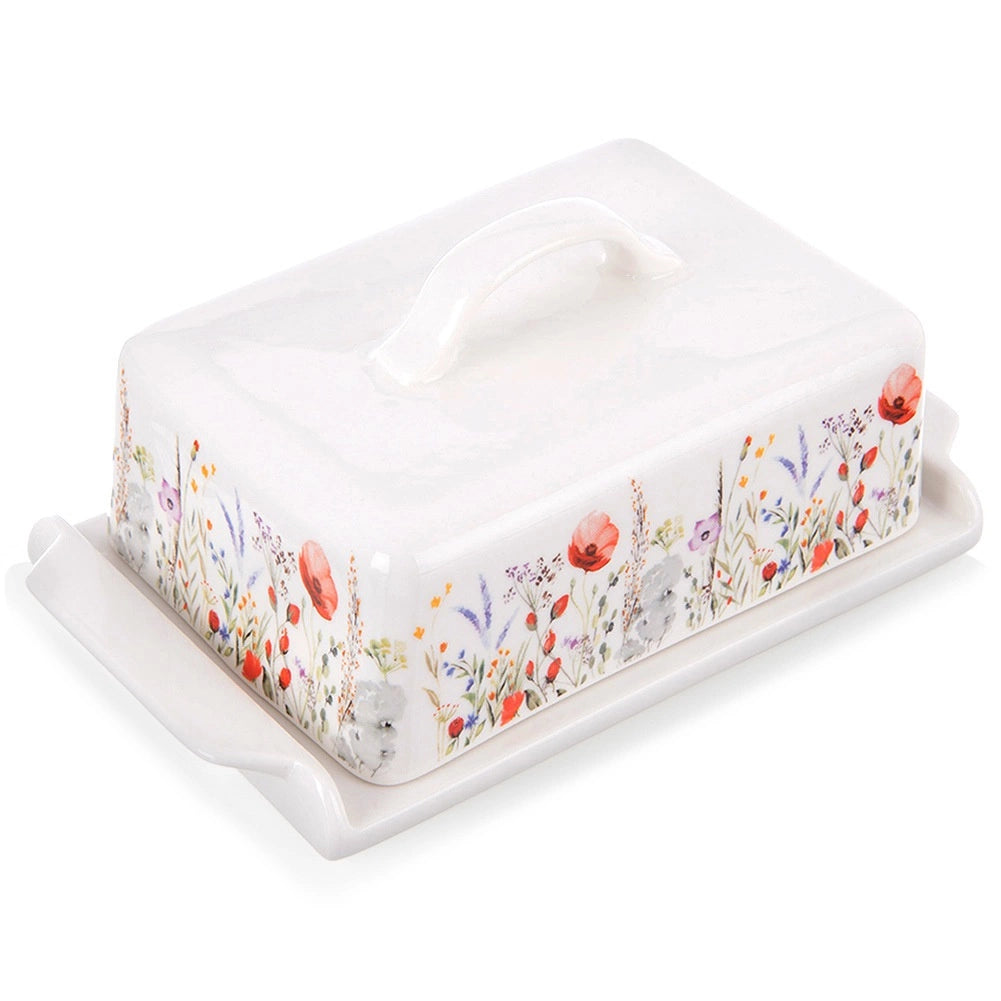 Porcelain Butter Dish with Lid, White, 20 x 11.5 cm