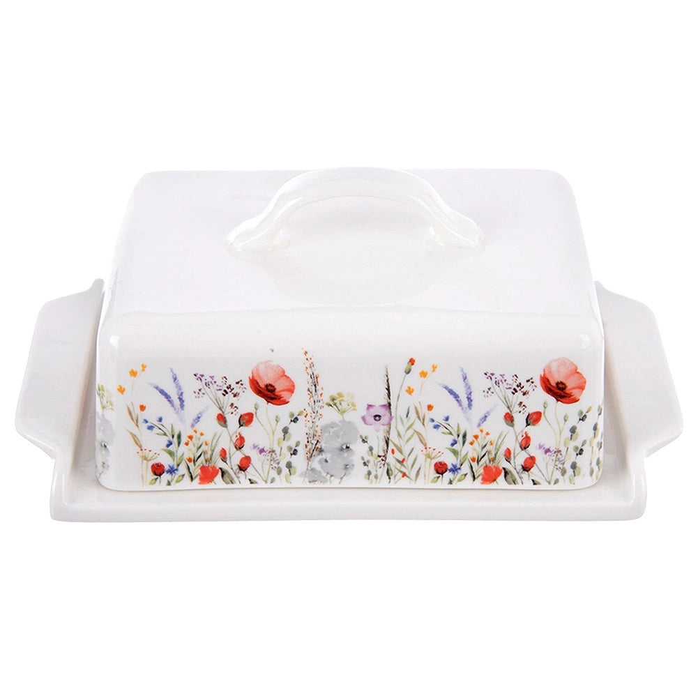 Porcelain Butter Dish with Lid, White, 20 x 11.5 cm