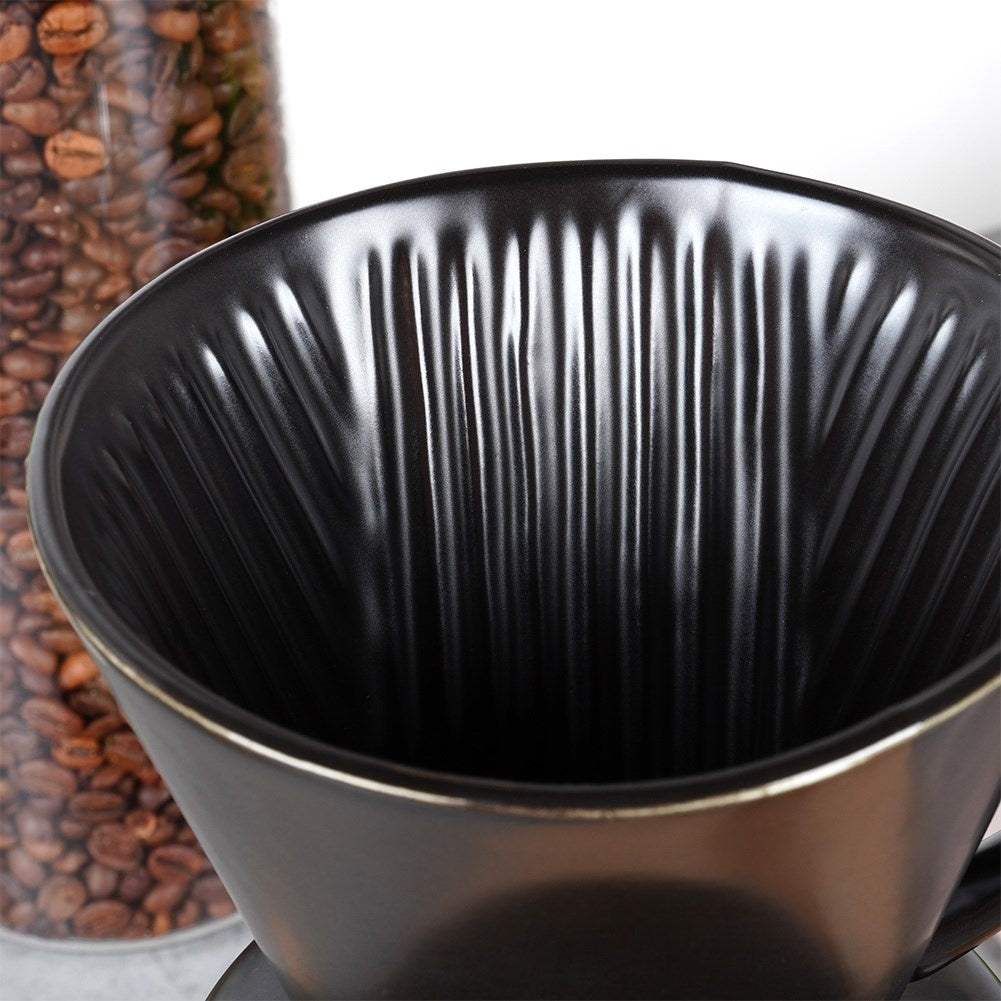 Porcelain Coffee Funnel Black - Reusable & Eco-Friendly