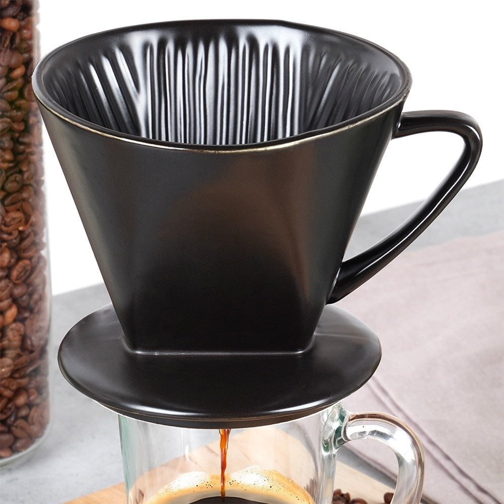 Porcelain Coffee Funnel Black - Reusable & Eco-Friendly