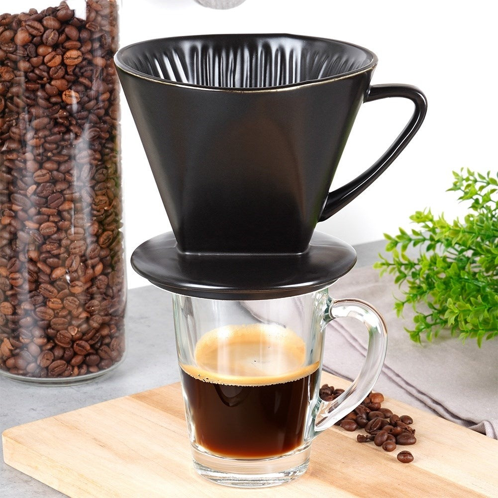 Porcelain Coffee Funnel Black - Reusable & Eco-Friendly
