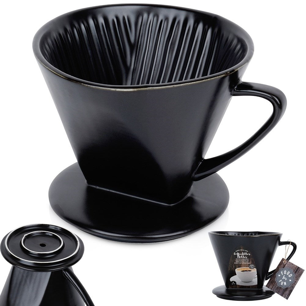 Porcelain Coffee Funnel Black - Reusable & Eco-Friendly