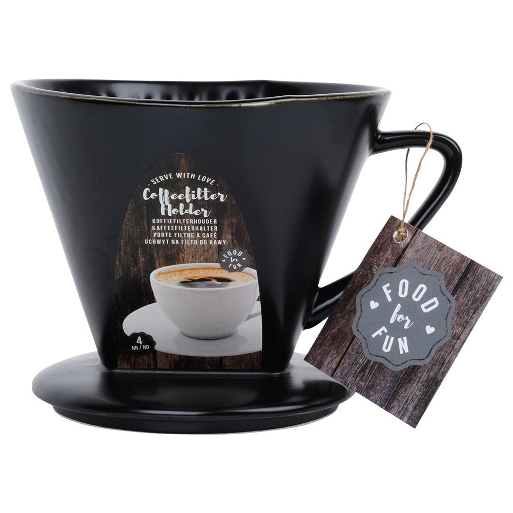 Porcelain Coffee Funnel Black - Reusable & Eco-Friendly