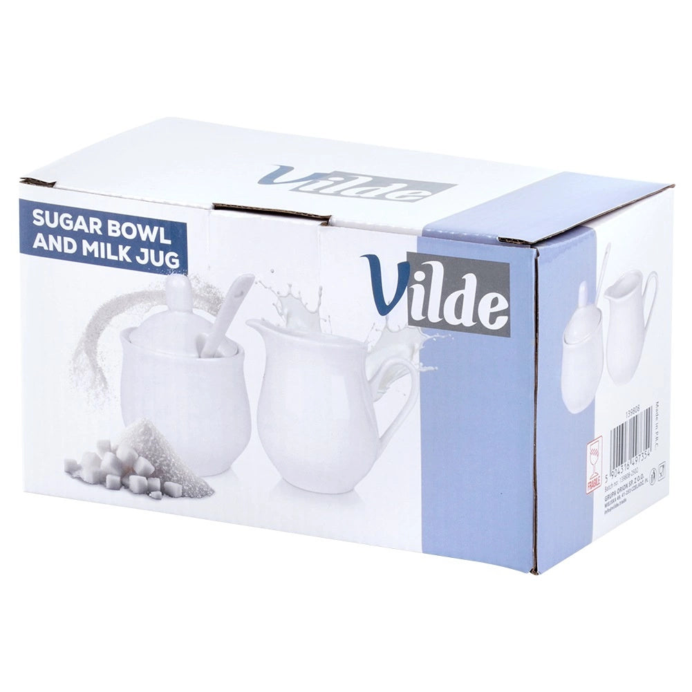 Porcelain Creamer & Sugar Bowl Set, White, 3-Piece