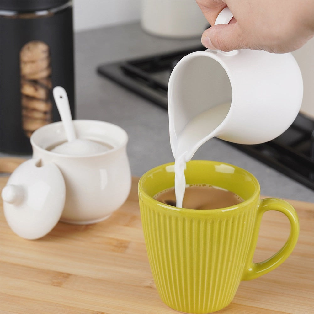 Porcelain Creamer & Sugar Bowl Set, White, 3-Piece