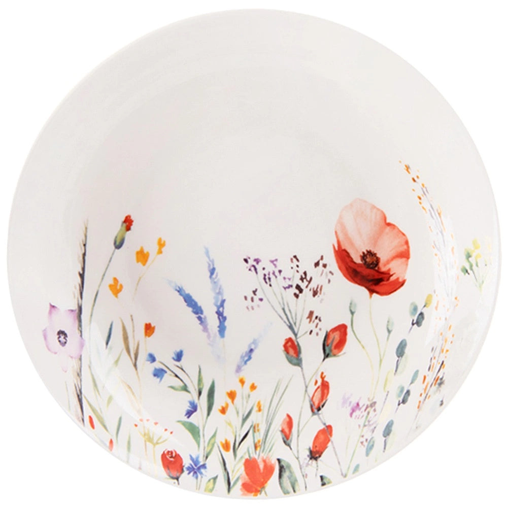 Porcelain Dinnerware Set, White Poppy, 18 Pieces