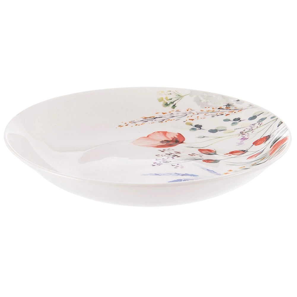 Porcelain Dinnerware Set, White Poppy, 18 Pieces