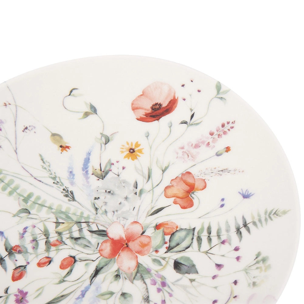 Porcelain Dinnerware Set, White Poppy, 18 Pieces