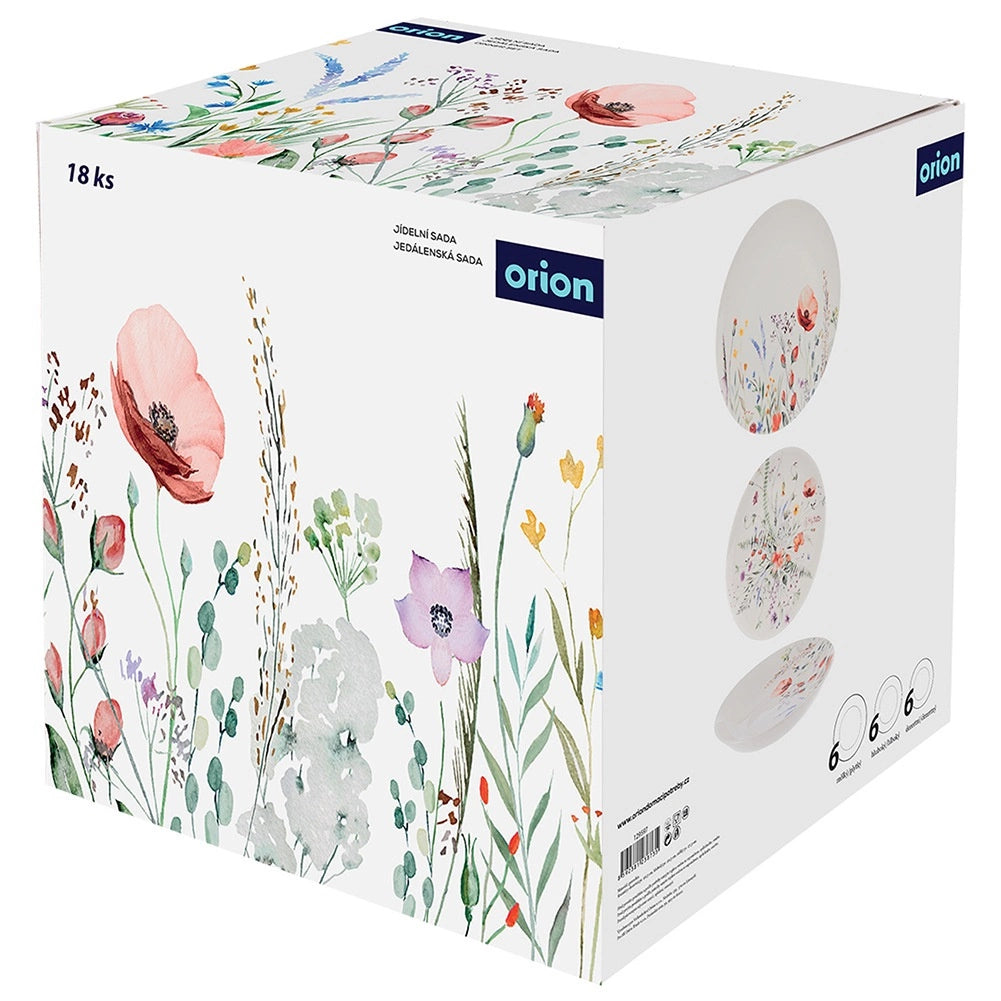 Porcelain Dinnerware Set, White Poppy, 18 Pieces