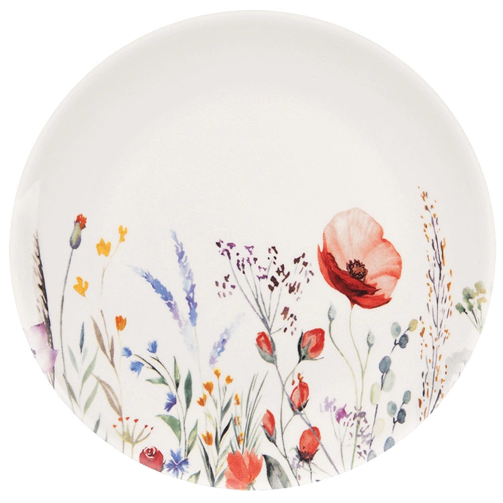 Porcelain Dinnerware Set, White Poppy, 18 Pieces
