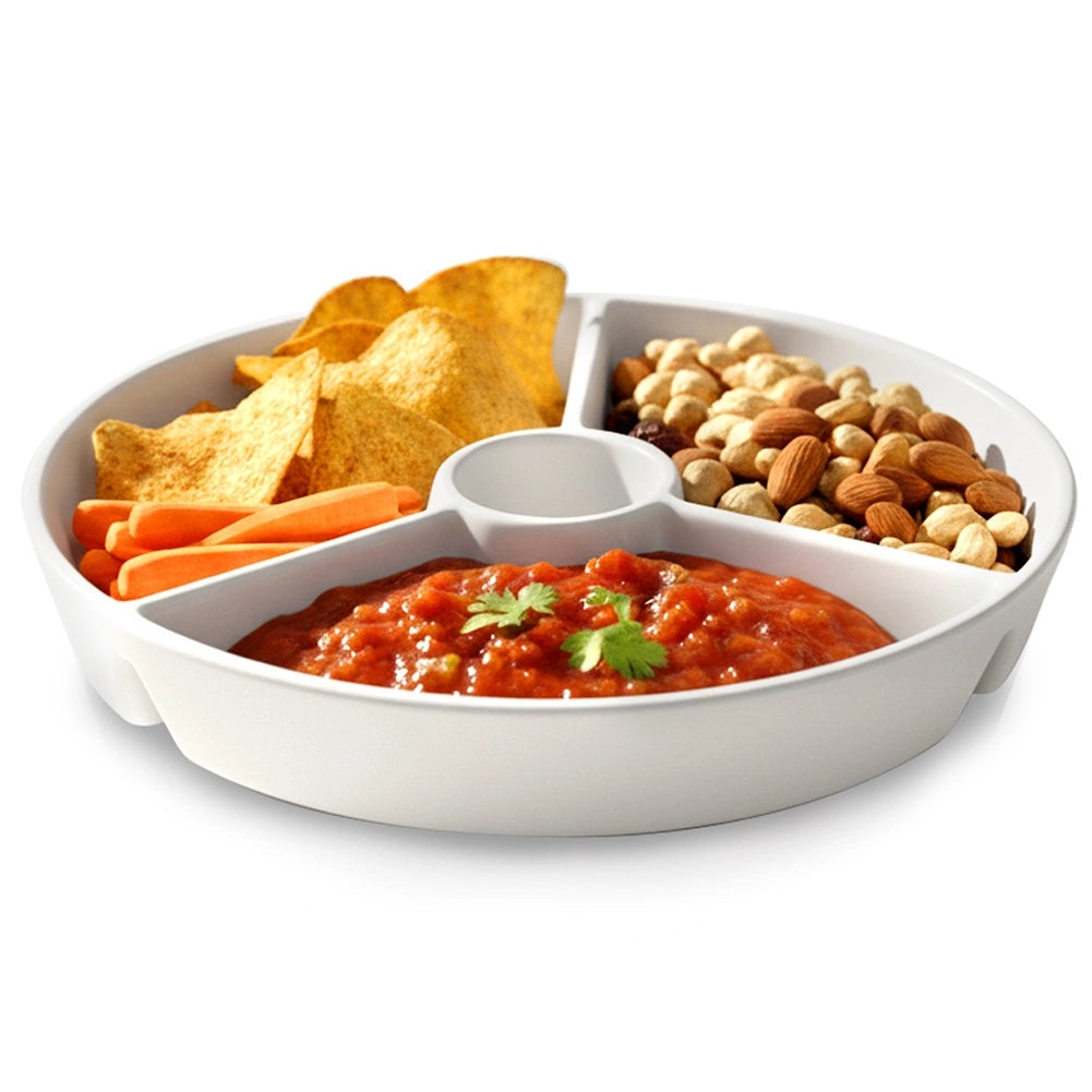 Porcelain Divided Snack Plate, 19 cm, Dishwasher Safe