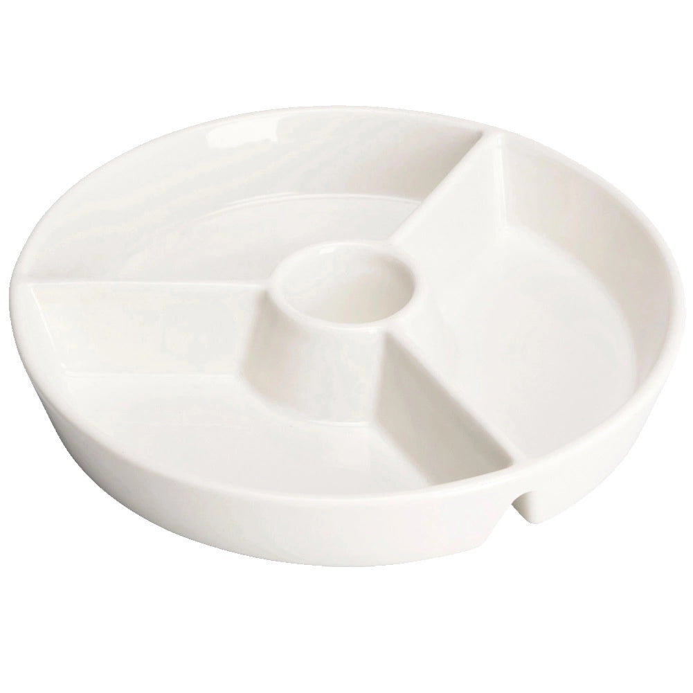 Porcelain Divided Snack Plate, 19 cm, Dishwasher Safe