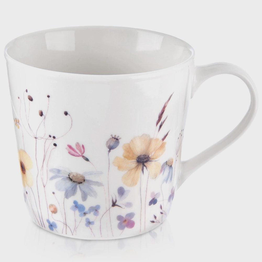 Porcelain Mug 430ml, Floral Design, Microwave Safe