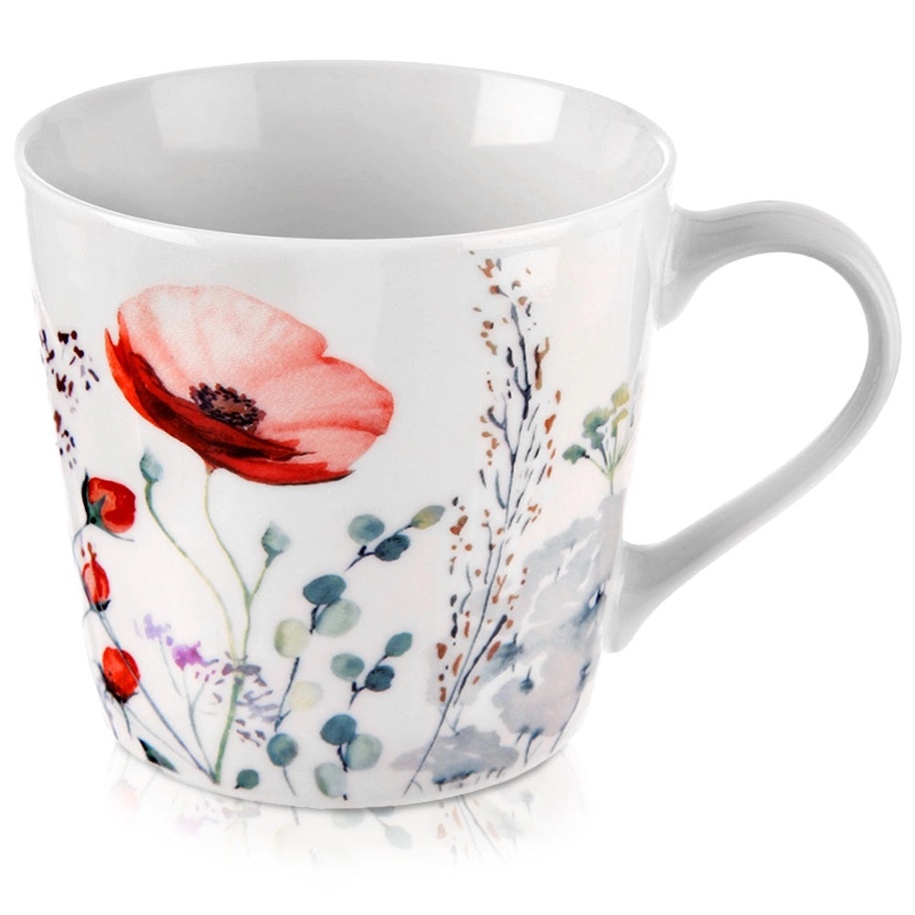 Porcelain Mug 430 ml, Floral Design, Microwave Safe