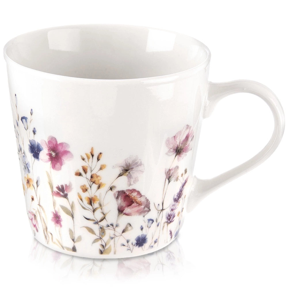 Porcelain Mug 430ml, Floral Design, Microwave Safe