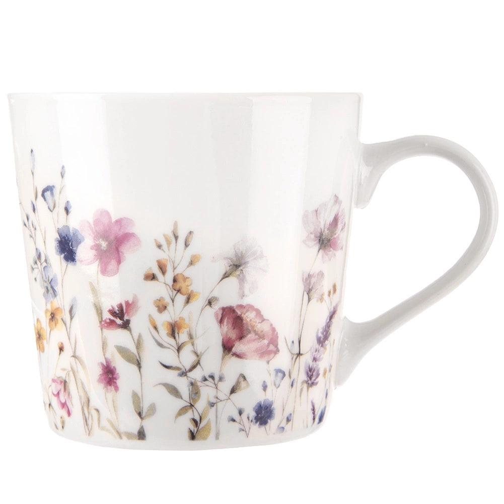Porcelain Mug 430ml, Floral Design, Microwave Safe