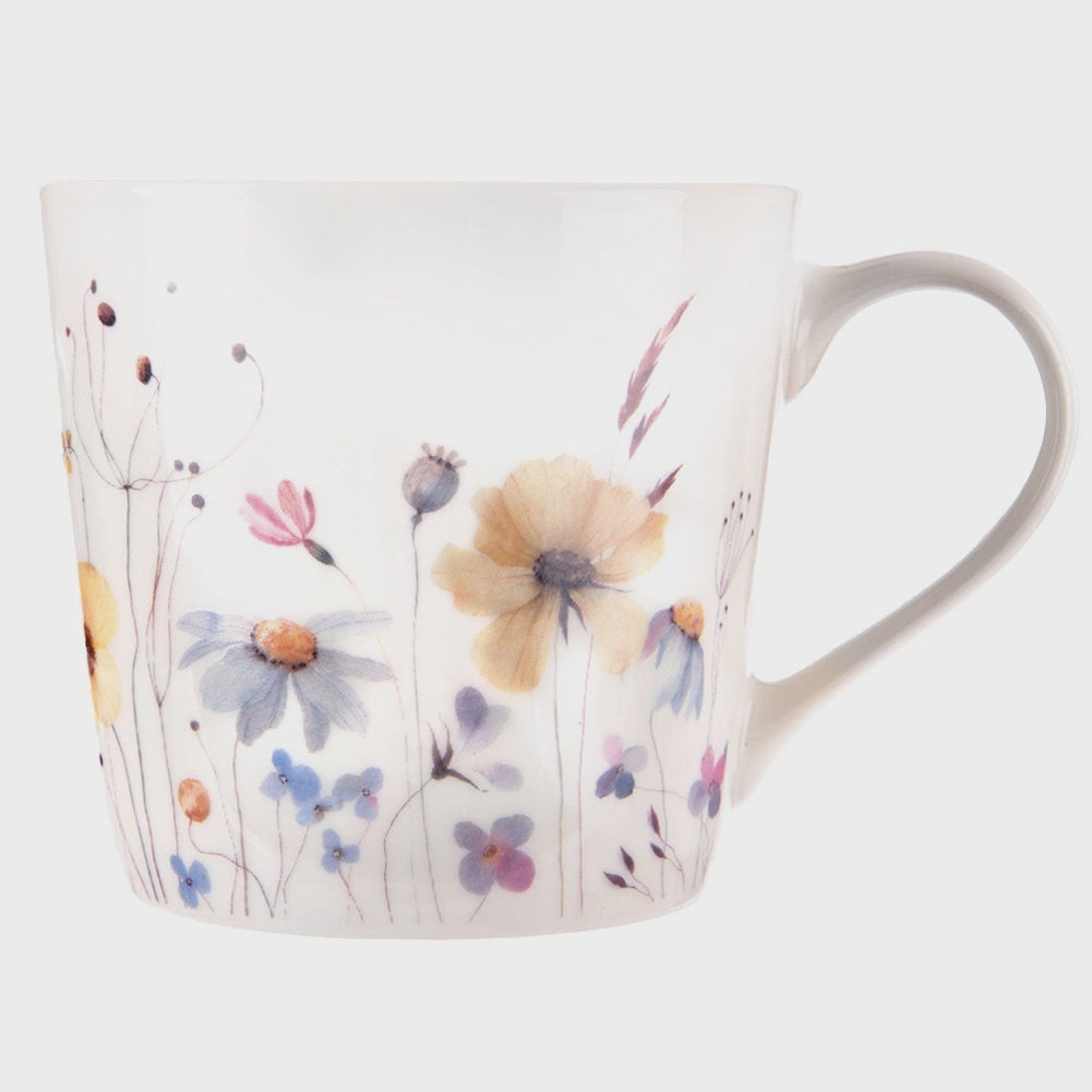 Porcelain Mug 430ml, Floral Design, Microwave Safe