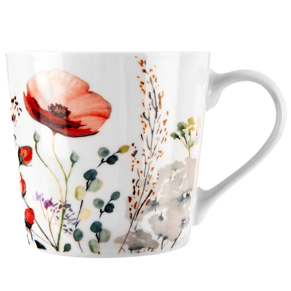 Porcelain Mug 430 ml, Floral Design, Microwave Safe