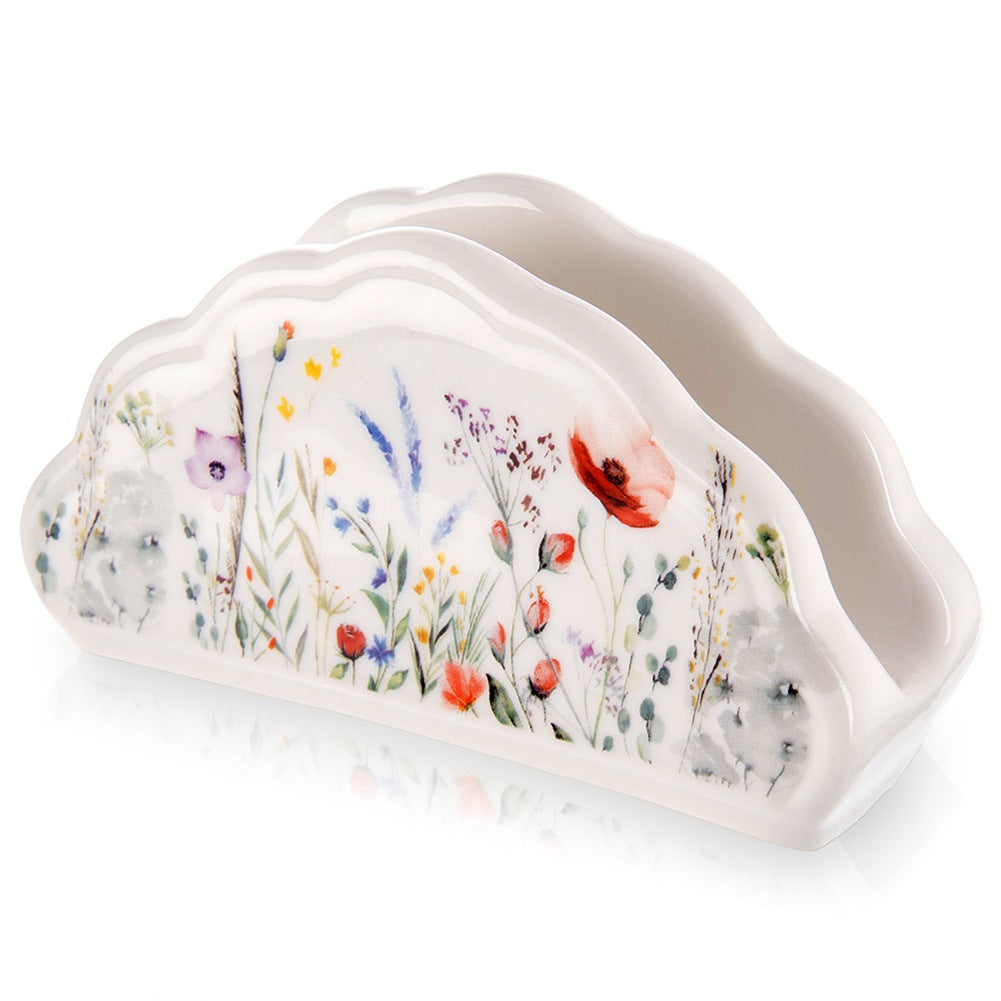 Porcelain Napkin Holder, Poppies Design, 13x4.5x7 cm