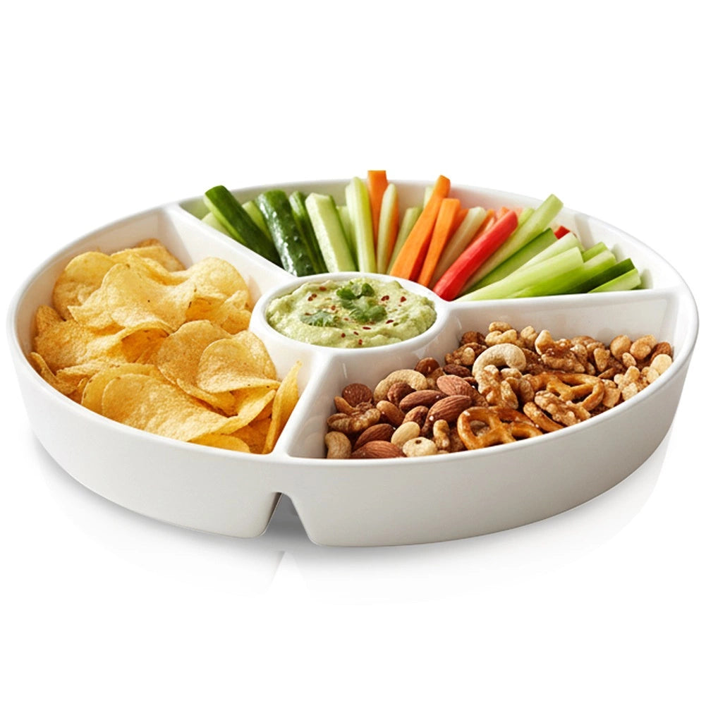 Porcelain Snack Platter, Divided, 26 cm, Dishwasher Safe