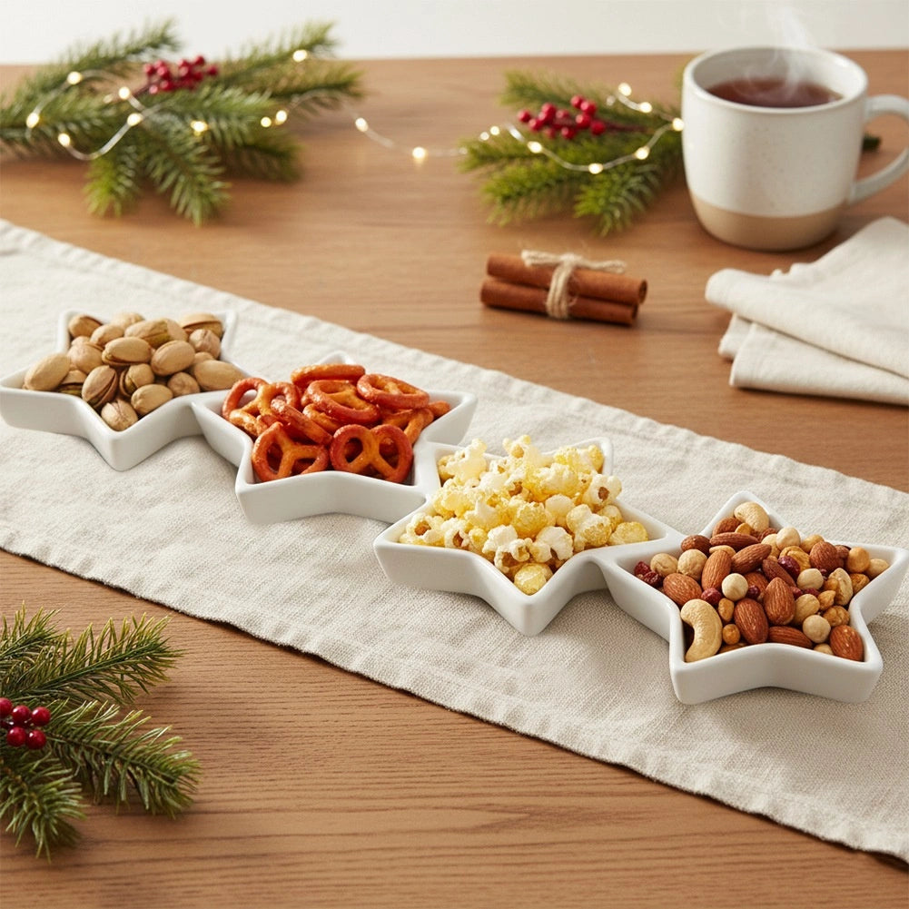 Porcelain Star Snack Platter, 30x8.5 cm, White