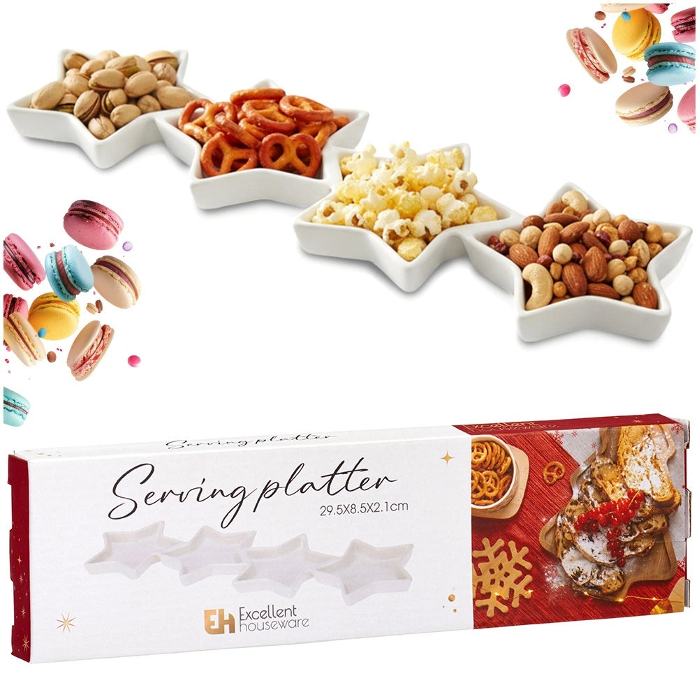 Porcelain Star Snack Platter, 30x8.5 cm, White