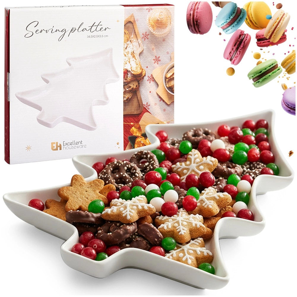Porcelain Tree-Shaped Serving Platter, 35x26x3 cm