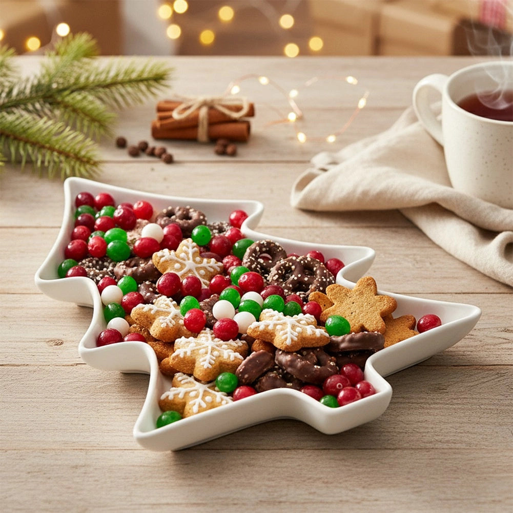 Porcelain Tree-Shaped Serving Platter, 35x26x3 cm