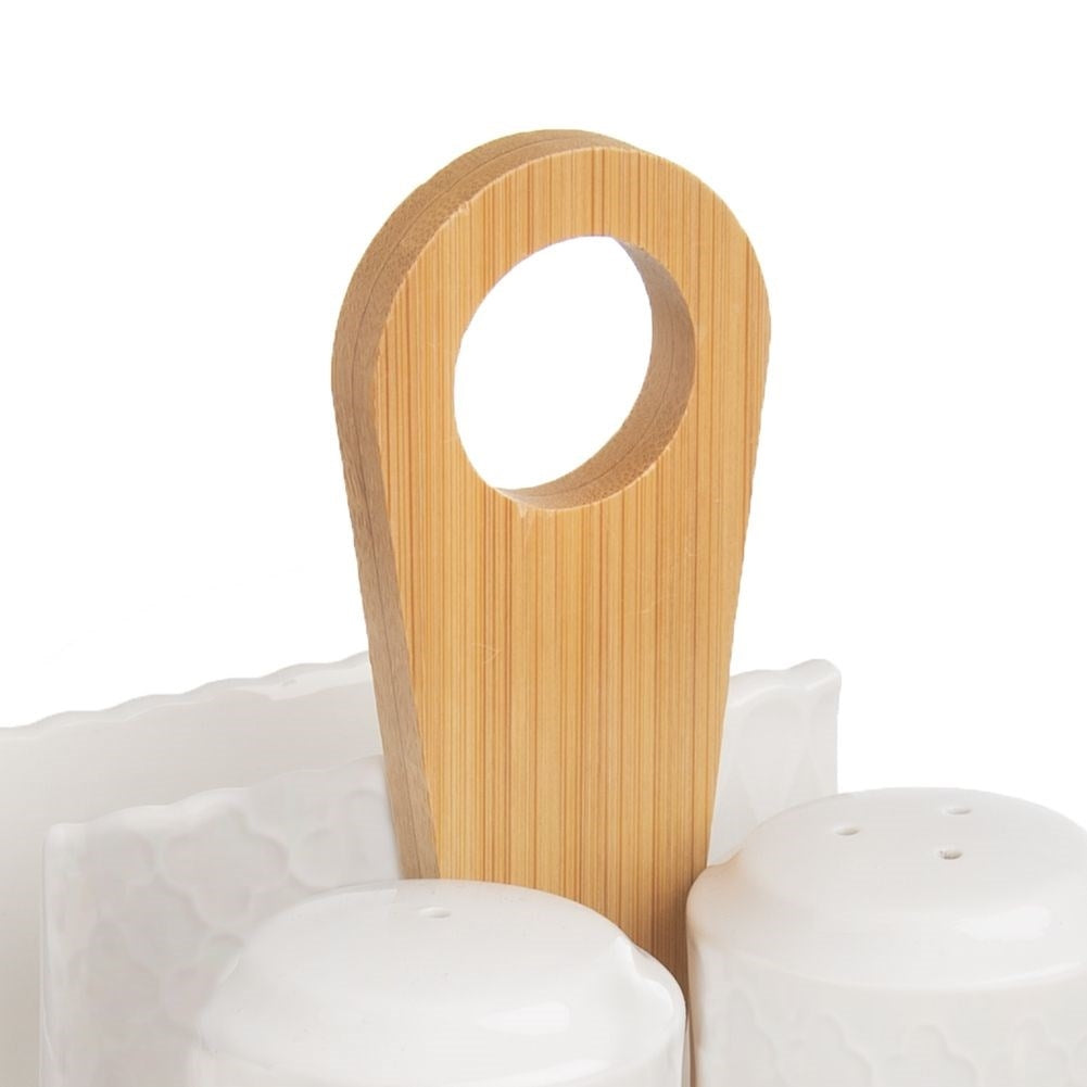 Porcelain container for salt & pepper with napkin holder