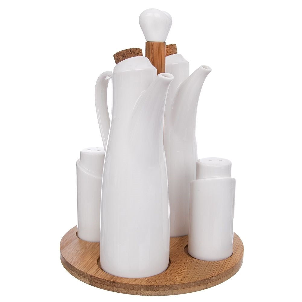 Porcelain container with bamboo base for spices - Perfect gift
