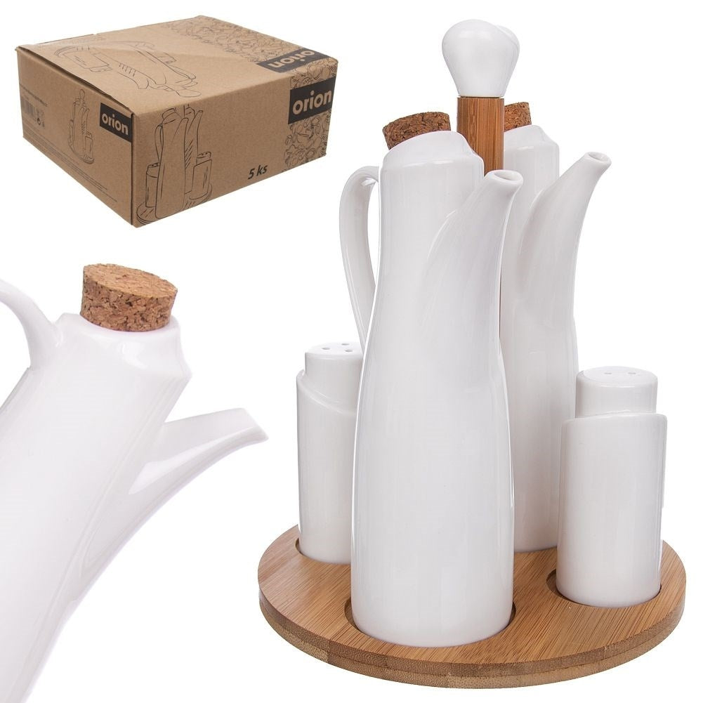 Porcelain container with bamboo base for spices - Perfect gift
