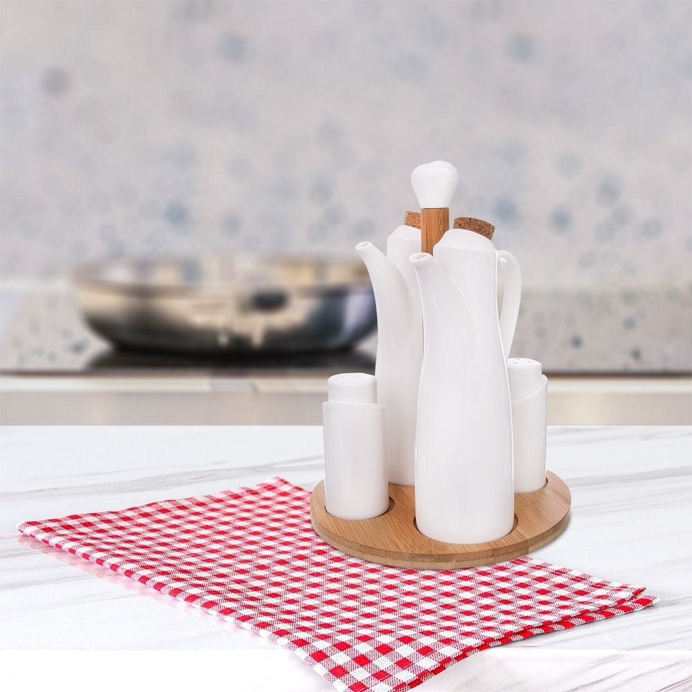 Porcelain container with bamboo base for spices - Perfect gift
