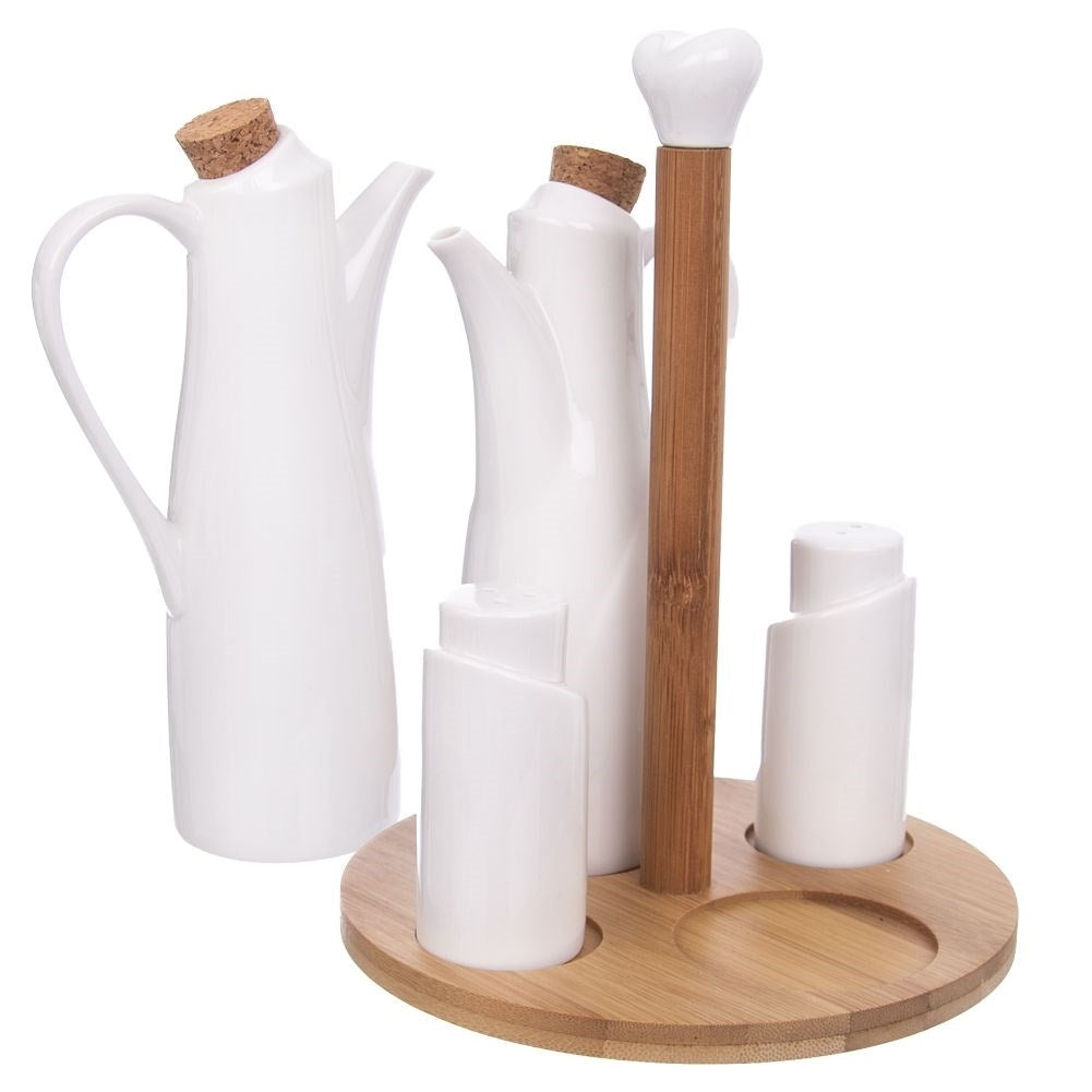 Porcelain container with bamboo base for spices - Perfect gift