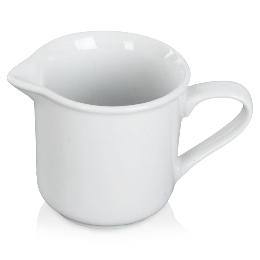 Porcelain milk jug with practical spout and handle