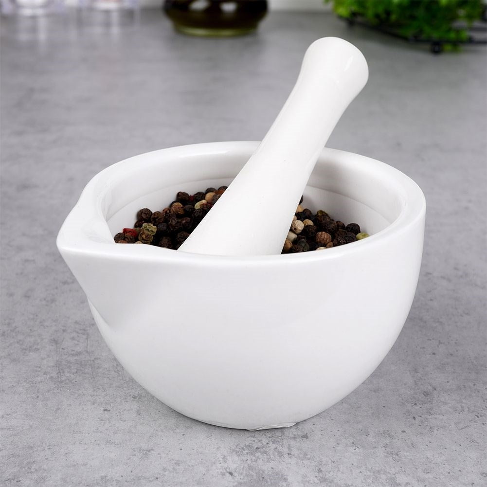 Porcelain mortar for crushing spices, herbs and nuts