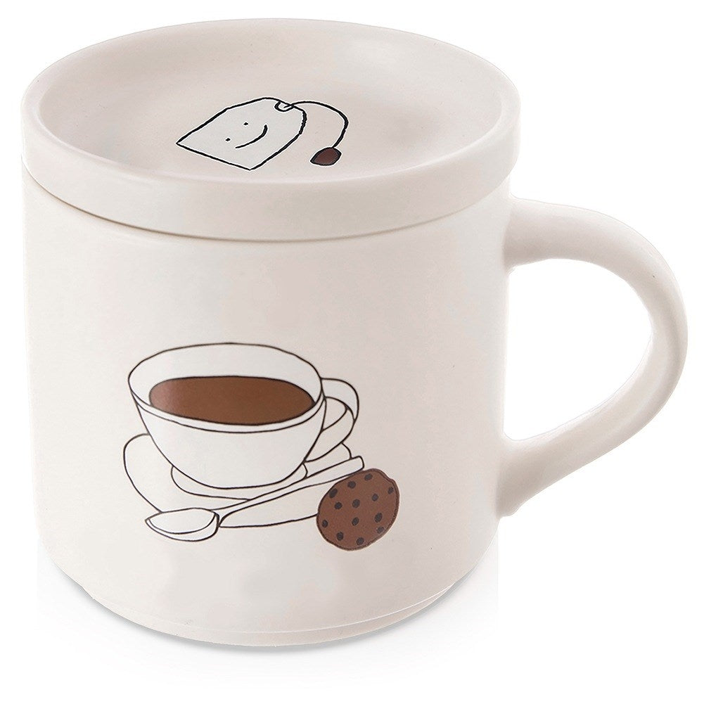 Porcelain mug with lid 420 ml